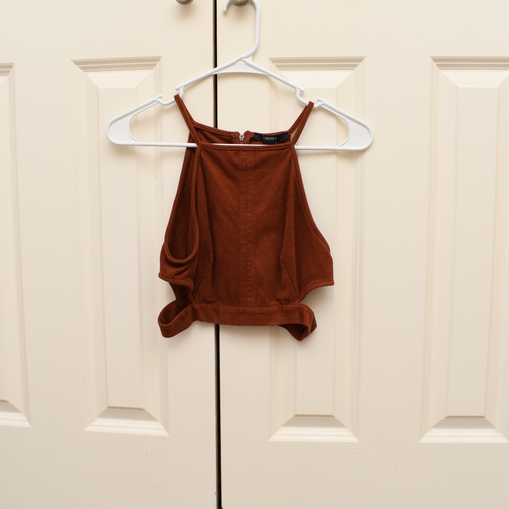 Brown Suede Cropped Tank